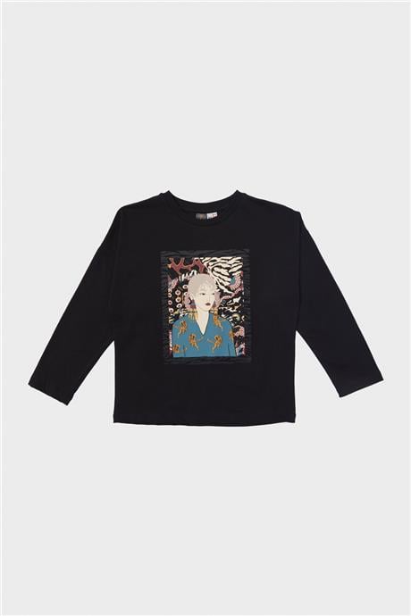 Tyess Kız Çocuk Siyah T-Shirt