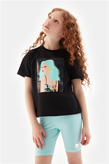 Tyess Kız Çocuk Siyah Tshirt