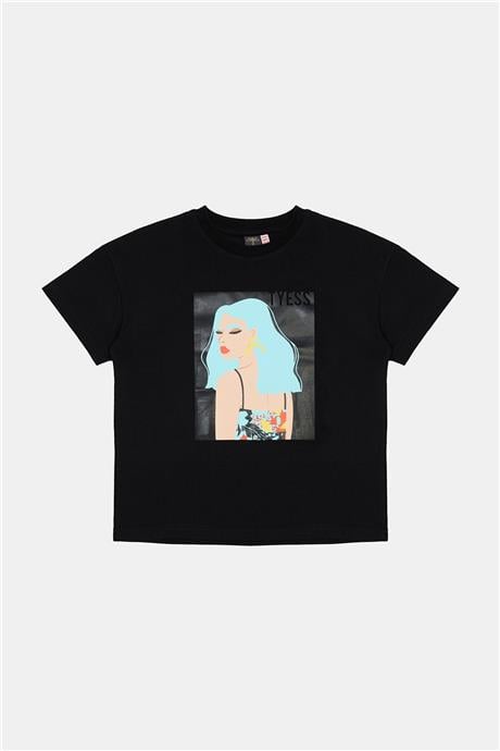 Tyess Kız Çocuk Siyah Tshirt