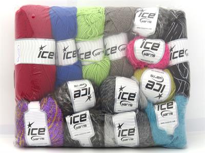 1000 gr ICE YARNS Fancy Yarns MIXED LOT Hand Knitting Yarn Multicolor