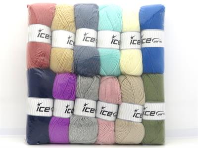 1200 gr ICE YARNS Angora Luxe Yarns MIXED LOT (10% Mohair 15% Wool) Yarn Multicolor