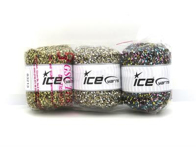 160 gr ICE YARNS Metallic Lurex Types MIXED LOT Hand Knitting Yarn Multicolor