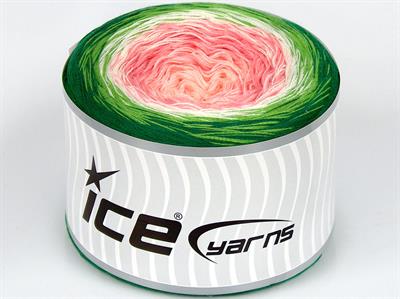 250 gr ICE YARNS CAKES COTTON FINE (50% Cotton) Yarn Pink Shades White Green Shades