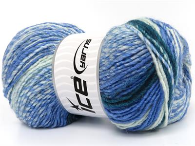 4x100gr. ANATOLIA WOOL CORD Yün, Akrilik Yeşil Tonları, Mavi Tonları Kışlık, Yün, Batik Desenli, Akrilik