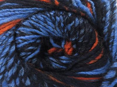 4x100gr. ANATOLIA WOOL CORD Yün, Akrilik Turuncu, Mavi Tonları Kışlık, Yün, Batik Desenli, Akrilik