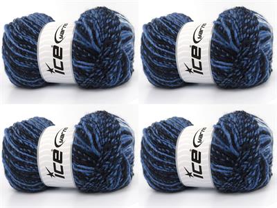 4x100gr. ANATOLIA WOOL CORD Mavi Tonları Yün, Akrilik Kışlık, Yün, Batik Desenli, Akrilik