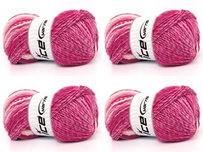 4x100gr. ANATOLIA WOOL CORD Yün, Akrilik Pembe tonları Kışlık, Yün, Batik Desenli, Akrilik