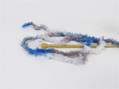 4x100gr. BUNNY FUR MULTICOLOR  Açık Mürdüm, Mavi Tonları Yumoş, Sakallı, Kışlık, Çok Kalın, Batik Desenli