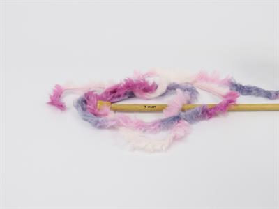 4x100gr. BUNNY FUR MULTICOLOR  Beyaz, Pembe tonları Yumoş, Sakallı, Kışlık, Çok Kalın, Batik Desenli