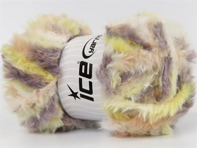 4x100gr. BUNNY FUR MULTICOLOR  Krem, Sarı, Açık Mürdüm, Somon Yumoş, Sakallı, Kışlık, Çok Kalın, Batik Desenli