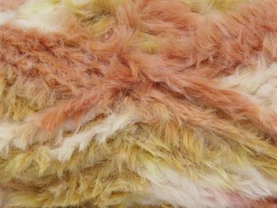 4x100gr. BUNNY FUR MULTICOLOR  Krem Tonları, Somon Tonları Yumoş, Sakallı, Kışlık, Çok Kalın, Batik Desenli