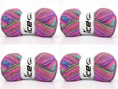 4x100gr. COTTONAC SPRAY Gökkuşağı Pamuk Çok renkli, Bebe, Yazlık İplikler, Pamuk, Batik Desenli, Kalın, Akrilik, Anti-Pilling