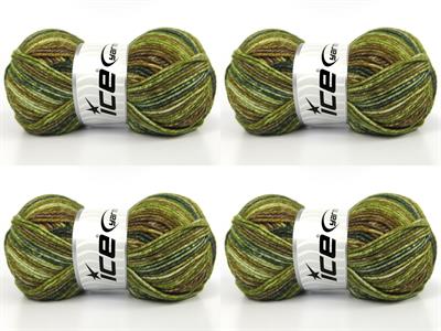 4x100gr. COTTONAC SPRAY Kahverengi Tonları, Yeşil Tonları Pamuk Çok renkli, Bebe, Yazlık İplikler, Pamuk, Batik Desenli, Kalın, Akrilik, Anti-Pilling