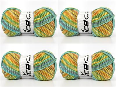 4x100gr. COTTONAC SPRAY Kahverengi, Yeşil, Turuncu, Turkuaz, Sarı Pamuk Çok renkli, Bebe, Yazlık İplikler, Pamuk, Batik Desenli, Kalın, Akrilik, Anti-Pilling