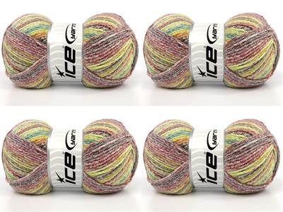 4x100gr. COTTONAC SPRAY Kahverengi, Yeşil, Mor, Kırmızı, Sarı Pamuk Çok renkli, Bebe, Yazlık İplikler, Pamuk, Batik Desenli, Kalın, Akrilik, Anti-Pilling