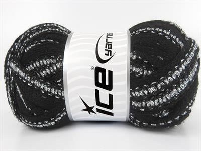 4x100gr. FLAMENCO Siyah Simli, Akrilik Fular - Şal, Metalik Simli, Kışlık, Çok Kalın, Akrilik