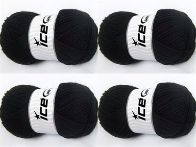 4x100gr. MERINOS LIGHT Akrilik, Merino Yün Siyah Lüks, Merinos, Kışlık, Yün, Akrilik
