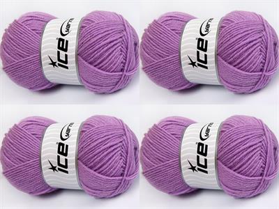 4x100gr. MERINOS LIGHT Akrilik, Merino Yün Açık Lila Lüks, Merinos, Kışlık, Yün, Akrilik