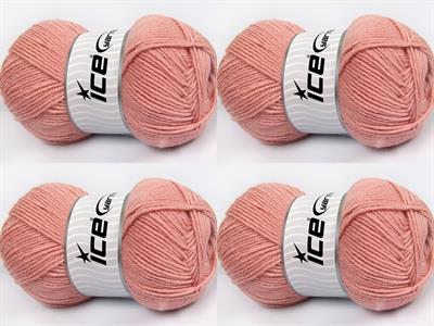 4x100gr. MERINOS LIGHT Akrilik, Merino Yün Açık Pembe Lüks, Merinos, Kışlık, Yün, Akrilik