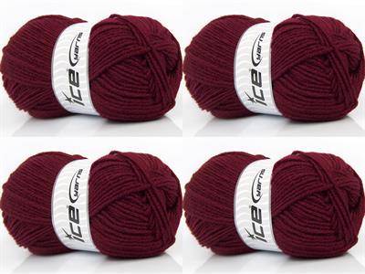 4x100gr. MERINOS LIGHT Akrilik, Merino Yün Koyu Bordo Lüks, Merinos, Kışlık, Yün, Akrilik