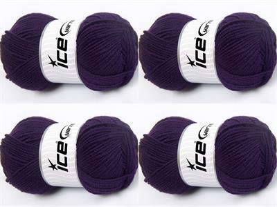 4x100gr. MERINOS LIGHT Akrilik, Merino Yün Koyu mor Lüks, Merinos, Kışlık, Yün, Akrilik