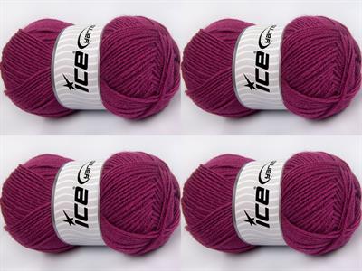 4x100gr. MERINOS LIGHT Akrilik, Merino Yün Koyu Fuşya Lüks, Merinos, Kışlık, Yün, Akrilik