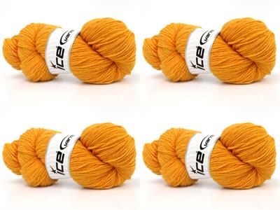 4x100gr. ORGANIC MERINO WOOL Merino Yün Koyu sarı Lüks, Kışlık, Yün, 100% Yün, Merino Yün