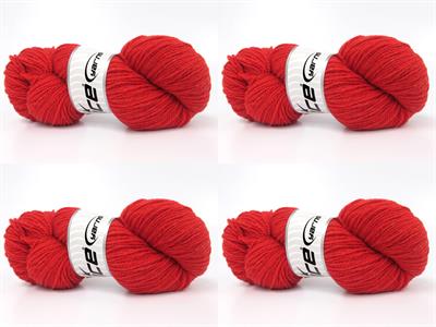 4x100gr. ORGANIC MERINO WOOL Merino Yün Kırmızı Lüks, Kışlık, Yün, 100% Yün, Merino Yün