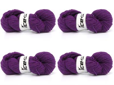4x100gr. ORGANIC MERINO WOOL Merino Yün Mor Lüks, Kışlık, Yün, 100% Yün, Merino Yün