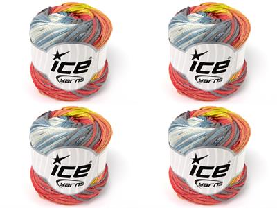 4x100gr. SUMMERTIME COLOR Viskon, Pamuk Sarı, Açık Gri, Açık Mavi, Somon, Ekru Viskon, Yazlık İplikler, Pamuk, Batik Desenli