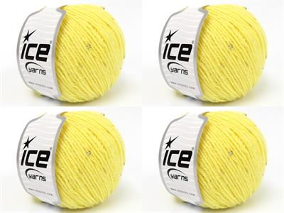 4x50gr. ALPACA PAILLETTE Alpaka, Akrilik Açık Sarı Metalik Simli, Lüks, Alpaka, Kışlık, Yün, Boncuklu Pullu, Akrilik