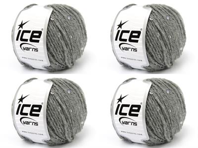 4x50gr. ALPACA PAILLETTE Alpaka, Akrilik Gri Metalik Simli, Lüks, Alpaka, Kışlık, Yün, Boncuklu Pullu, Akrilik