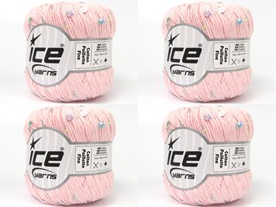 4x50gr. COTTON PAILLETTE FINE Pamuk Bebe Pembesi Metalik Simli, Yazlık İplikler, Pamuk, Boncuklu Pullu
