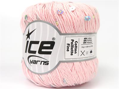 4x50gr. COTTON PAILLETTE FINE Pamuk Bebe Pembesi Metalik Simli, Yazlık İplikler, Pamuk, Boncuklu Pullu