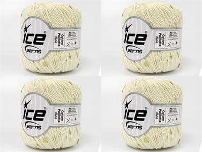 4x50gr. COTTON PAILLETTE FINE Pamuk Krem Metalik Simli, Yazlık İplikler, Pamuk, Boncuklu Pullu