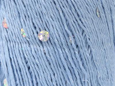 4x50gr. COTTON PAILLETTE FINE Pamuk Bebe Mavisi Metalik Simli, Yazlık İplikler, Pamuk, Boncuklu Pullu