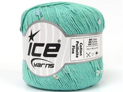 4x50gr. COTTON PAILLETTE FINE Pamuk Yeşil Metalik Simli, Yazlık İplikler, Pamuk, Boncuklu Pullu