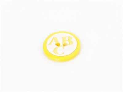 5 ABC Figure Buttons Yellow 15 mm diameter
