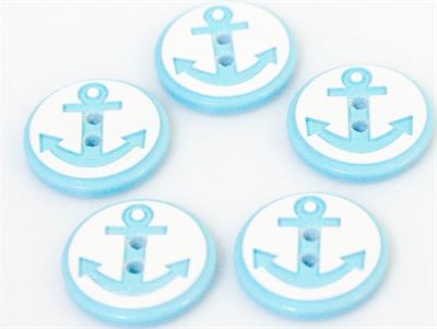 5 Anchor Figure Buttons Light Blue 15 mm diameter