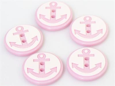 5 Anchor Figure Buttons Pink 15 mm diameter