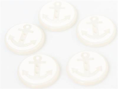 5 Anchor Figure Buttons White 15 mm diameter