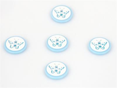 5 Butterfly Figure Buttons Blue 15mm long