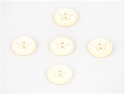 5 Butterfly Figure Buttons Cream 15mm long