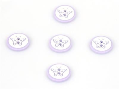 5 Butterfly Figure Buttons Lilac 15mm long