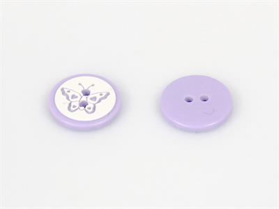 5 Butterfly Figure Buttons Lilac 15mm long