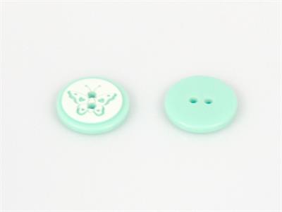 5 Butterfly Figure Buttons Mint Green 15mm long