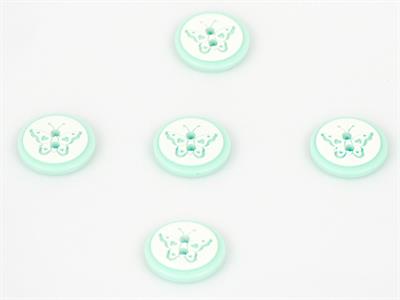 5 Butterfly Figure Buttons Mint Green 15mm long