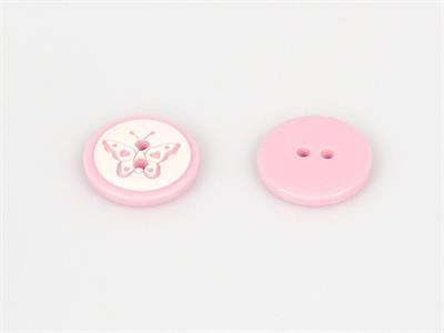 5 Butterfly Figure Buttons Pink 15mm long