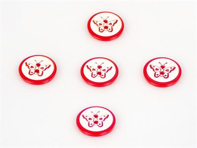 5 Butterfly Figure Buttons Red 15mm long