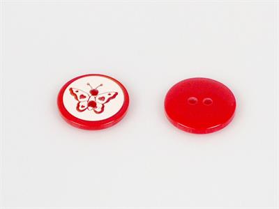5 Butterfly Figure Buttons Red 15mm long